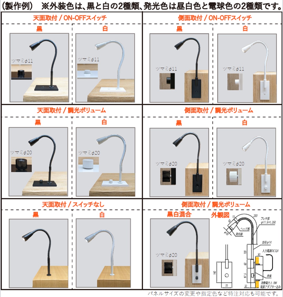 LED読書灯（標準部品対応品）